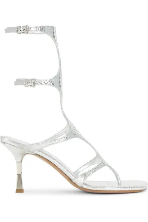 PARIS TEXAS Uma 75 Sandal Heel in Silver - Metallic Silver. Size 36.5 (also in 37.5).