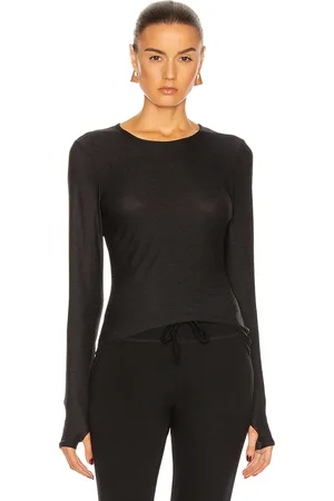 Beyond Yoga Classic Crew Pullover in Darkest Night - Black. Size M (also in S, XS).