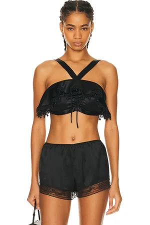 BODE Ruffle Bra Top in Black - Black. Size L (also in XS).