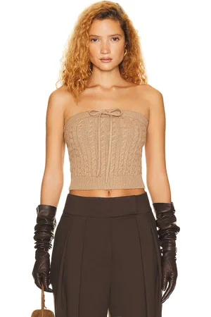 Helsa Taiki Cable Tube Top in Cinnamon - Brown. Size S (also in L, XL).