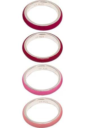 Fry Powers Set of 4 Ombre Enamel Rings in Pink Ombre - Pink. Size 5 (also in 6, 7).