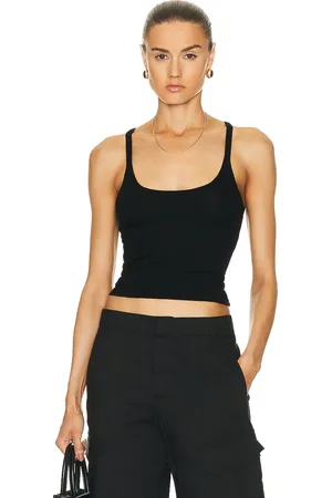 ENZA COSTA Silk Knit U Tank Top in Black - Black. Size L (also in ).