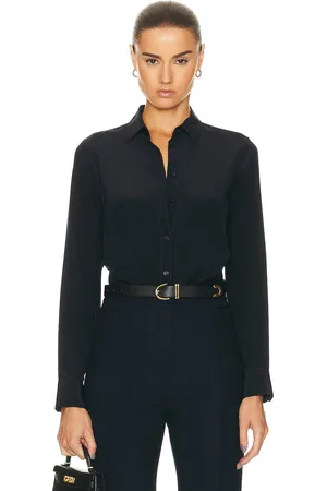 NILI LOTAN Gaia Slim Shirt in Dark Navy - Black. Size L (also in ).