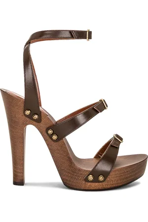 Saint Laurent Jota Clog Sandal in Toffee - Brown. Size 38.5 (also in 36, 39, 39.5, 41).