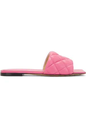 Bottega Veneta Padded Flat Sandals in Azalea - Pink. Size 36 (also in 36.5, 37).