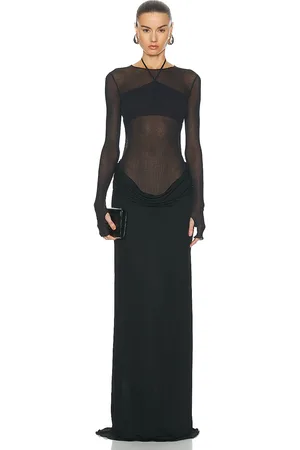 ANDREADAMO Jersey Long Dress in Black - Black. Size L (also in ).