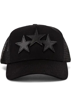 AMIRI 3 Star Trucker Hat in Black - Black. Size all.