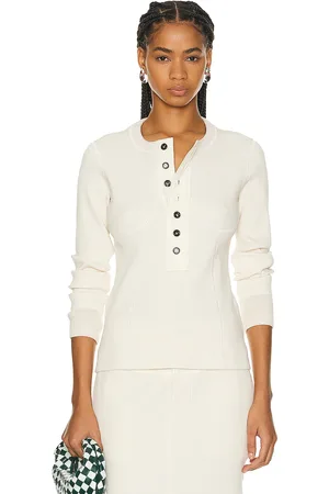 Bottega Veneta Long Sleeve Top in Sea Salt - White. Size L (also in M, S).