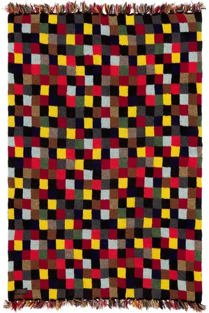 Beams Hand Knit 2 Layer Patchwork Scarf in Snow - Multi. Size all.