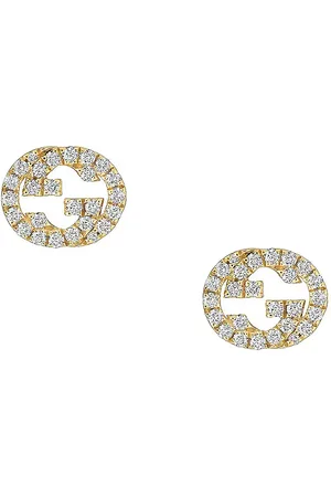 Gucci Interlocking G Earrings in Yellow Gold & Diamond - Metallic Gold. Size all.