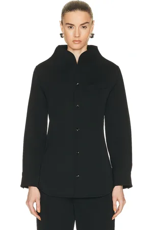 Bottega Veneta Stretch Funnel Neck Shirt in Black - Black. Size 34 (also in 38).