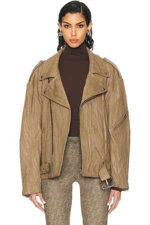 Acne Studios Oversized Leather Jacket in Brown - Brown. Size 34 (also in ).