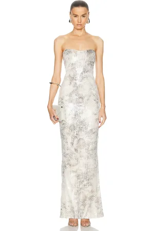 Retrofete Winslow Dress in Vintage Snake - Beige. Size M (also in ).