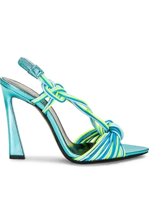 Saint Laurent Strappy Sandal in Cerulean & Giallo Fluo - Teal. Size 36 (also in 36.5, 37, 37.5, 38, 38.5, 39, 40).