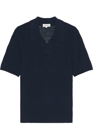 Frame Short Sleeve Sweater Polo in Navy - Blue. Size L (also in S).