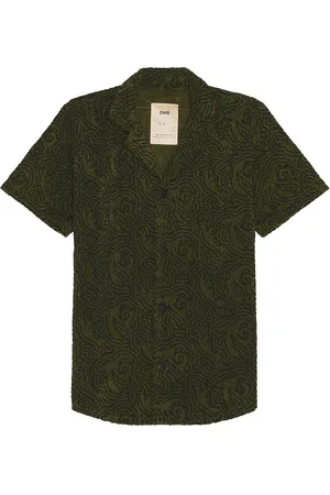 Oas Squiggle Cuba Terry Shirt in Dark Green - Green. Size L (also in M, S, XL/1X).