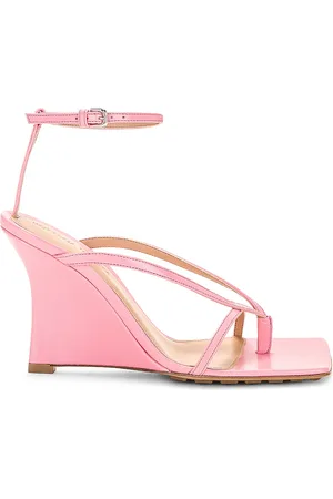 Bottega Veneta Stretch Ankle Strap Wedge Sandal in Blossom - Pink. Size 35 (also in 35.5, 36.5, 37, 37.5, 38.5, 39, 39.5, 40, 41).