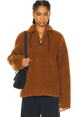BODE Fleece Tie Up Pullover Sweater in Caramel - Tan. Size L (also in M, XXS).