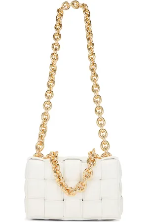 Bottega Veneta Chain Cassette Bag in White & Gold - White. Size all.