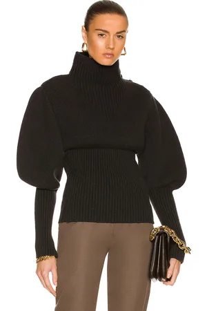 Bottega Veneta Wool Exaggerated Sleeves Sweater in Dark Green - Dark Green. Size M (also in ).