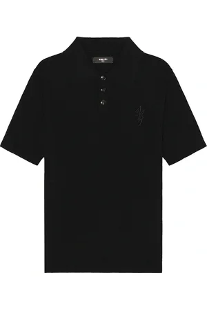 AMIRI Stack Short Sleeve Polo in Black - Black. Size M (also in S).