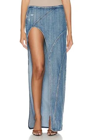 Retrofete Mecha Skirt in Sea - Denim-Medium. Size 26 (also in 28).