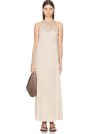 Leset Yoko Halter Maxi Dress in Ecru - Tan. Size L (also in ).