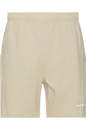Sporty & Rich Embroidered Gym Shorts in Elephant - Grey. Size S (also in XL/1X).