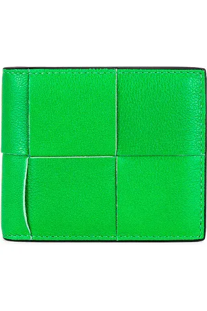Bottega Veneta Cassette Bi-Fold Wallet in Parakeet & Black - Green. Size all.
