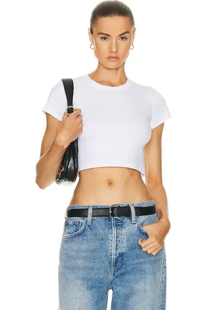 Leset Kelly Crop Slim Fit Tee in White - White. Size XL (also in XS).