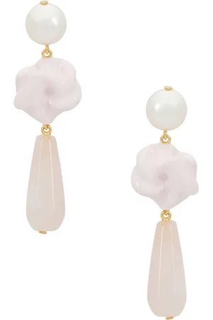 COMPLETEDWORKS Freshwater Pearl & Rose Quartz Earring in Pink 18k Gold Plate - Pink. Size all.