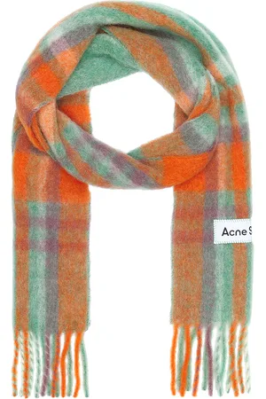 Acne Studios Striped Scarf in Orange Lilac & Aqua Blue - Orange. Size all.