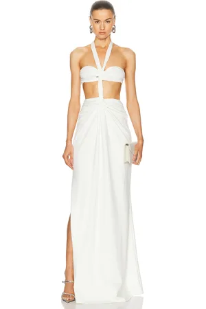 SID NEIGUM Bandeau Knot Knit Dress in Cream - Cream. Size L (also in M, S, XL).