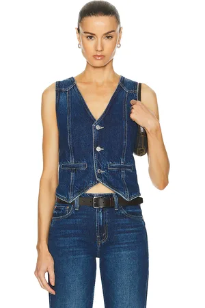 Mother The Masked Rider Vest in Did You Bring Me Anything? - Denim-Dark. Size L (also in XL).