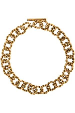 Saint Laurent Twist Ring Choker in Or Laiton - Metallic Gold. Size all.