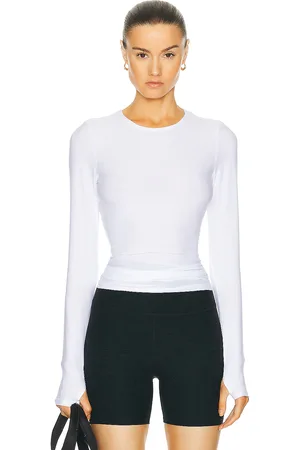 Beyond Yoga Featherweight Classic Crew Pullover Top in Cloud White - White. Size L (also in M, S, XS).