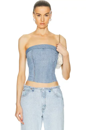 aligrace Custom Vintage Corset in Medium Dark Wash - Blue. Size L (also in S).