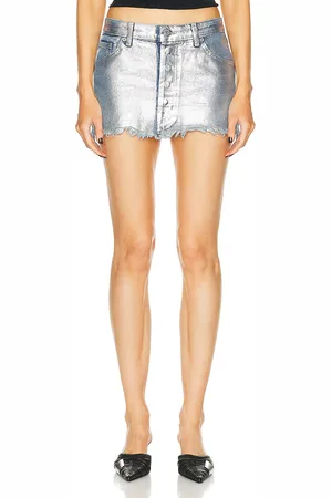 EB DENIM Micro Denim Skirt in Silver Foil - Metallic Silver. Size L (also in XL).