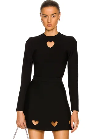 Alaïa Cutout Heart Long Sleeve Top in Noir - Black. Size 34 (also in ).