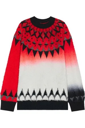 SACAI Jacquard Knit Pullover in Red - Red. Size 2 (also in 4).