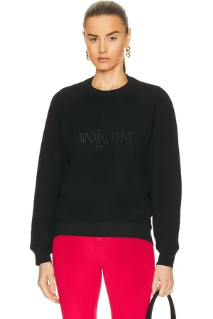 Saint Laurent Old School Logo Sweatshirt in Noir & Noir Brillant - Black. Size M (also in ).