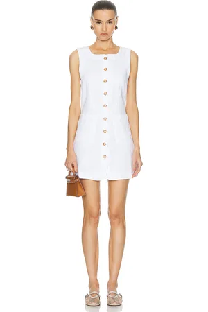 POSSE Emma Button Down Mini Dress in Ivory - Ivory. Size L (also in M, S, XS).