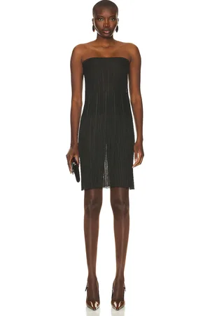 Saint Laurent Sheer Strapless Dress in Ebene - Olive. Size L (also in M).