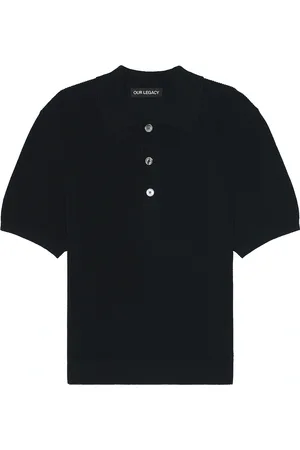 OUR LEGACY Traditional Polo in Shadow Black Crispy Cotton - Black. Size 52 (also in ).