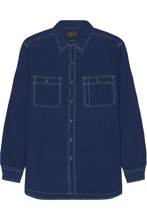 Beams Work Indigo Chambray Shirt in Indigo - Denim-Dark. Size M (also in S).