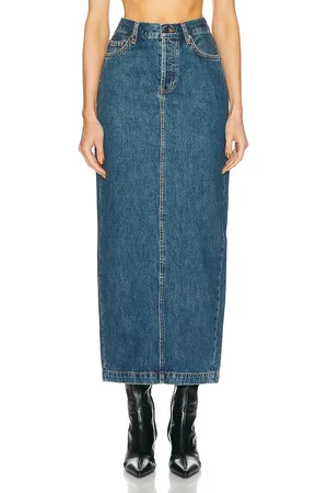 WARDROBE.NYC Denim Column Skirt in Indigo - Blue. Size 27 (also in 28, 29, 30, 31, 32).