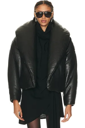 Saint Laurent Leather Coat in Noir - Black. Size all.