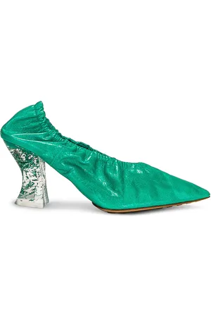 Bottega Veneta Almond Slip-On Pumps in Acid Turquoise - Teal. Size 39 (also in 40).