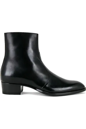 Saint Laurent Wyatt Western Zipped Boot in Noir - White. Size 41 (also in 43, 45).