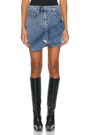 IRO Priscia Denim Mini Skirt in Mid Blue - Denim-Medium. Size 34 (also in ).